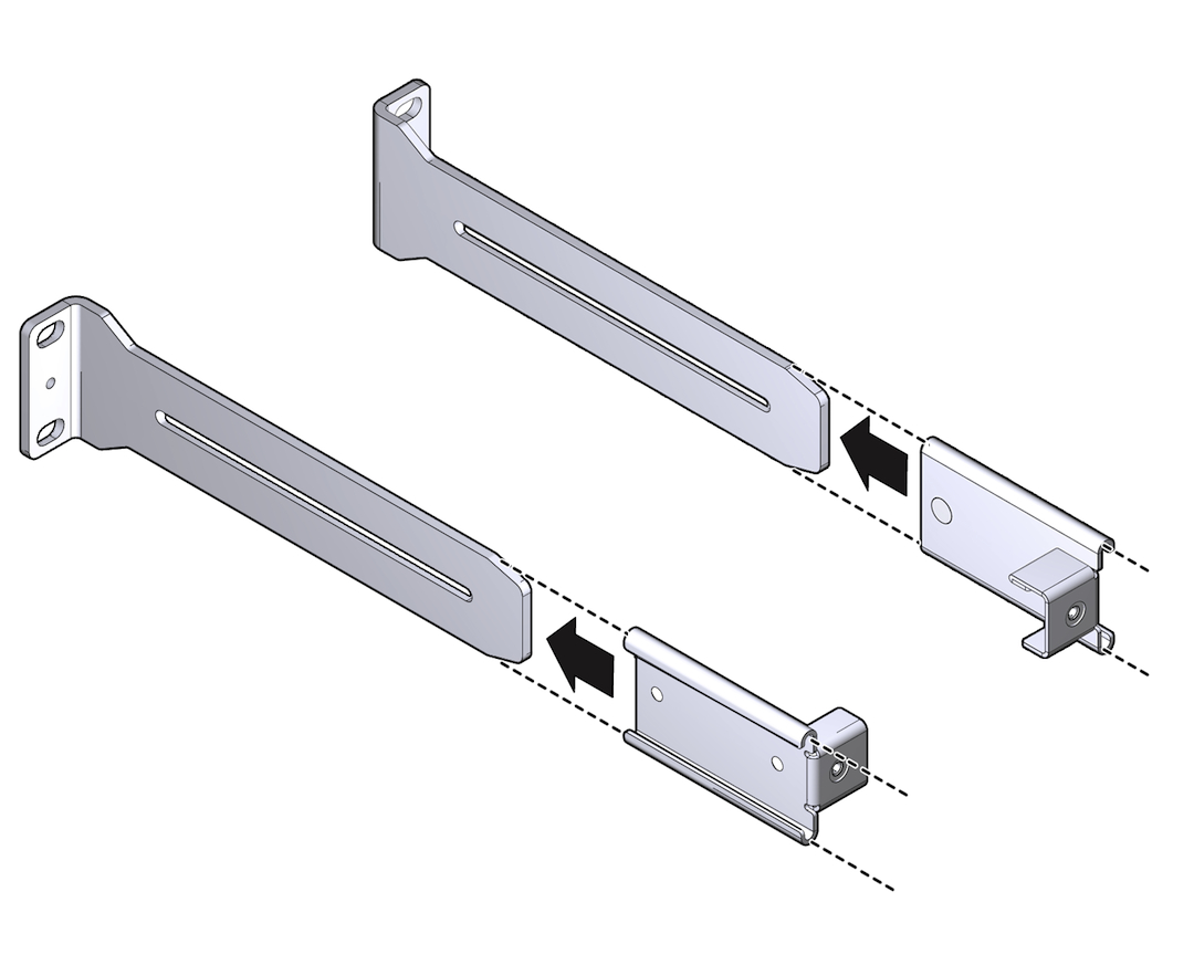 image:Figure shows an attachment bracket slides onto the end of a CMA rail, forming a Z-shape.
