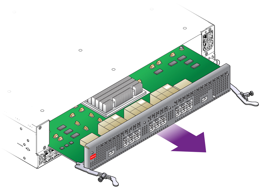 image:Figure shows the board is removed by pulling it straight                                     out.