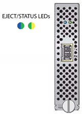 image:Figure shows locations of the Eject and Status LEDs on the 10 Gigabit Ethernet Module.