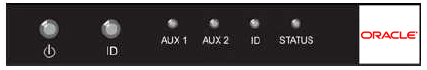 image:Figure shows status and ID LEDs on the front panel.