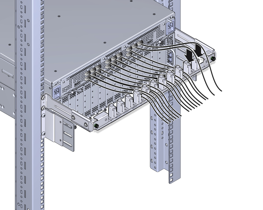 image:Figure shows I/O cables passing through the vertical posts on the CMA comb.
