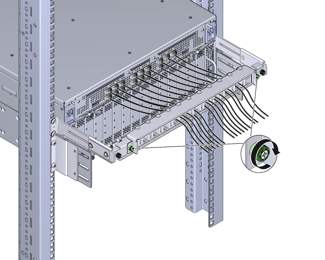 image:Figure shows the captive screws on the top cover are tightened with a clockwise rotation.