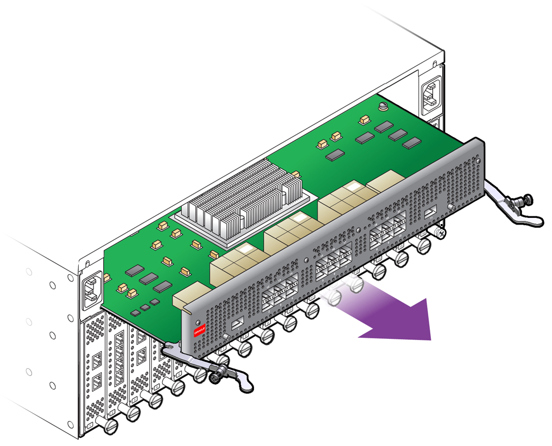 image:Figure shows the board is removed by pulling it straight                                     out.
