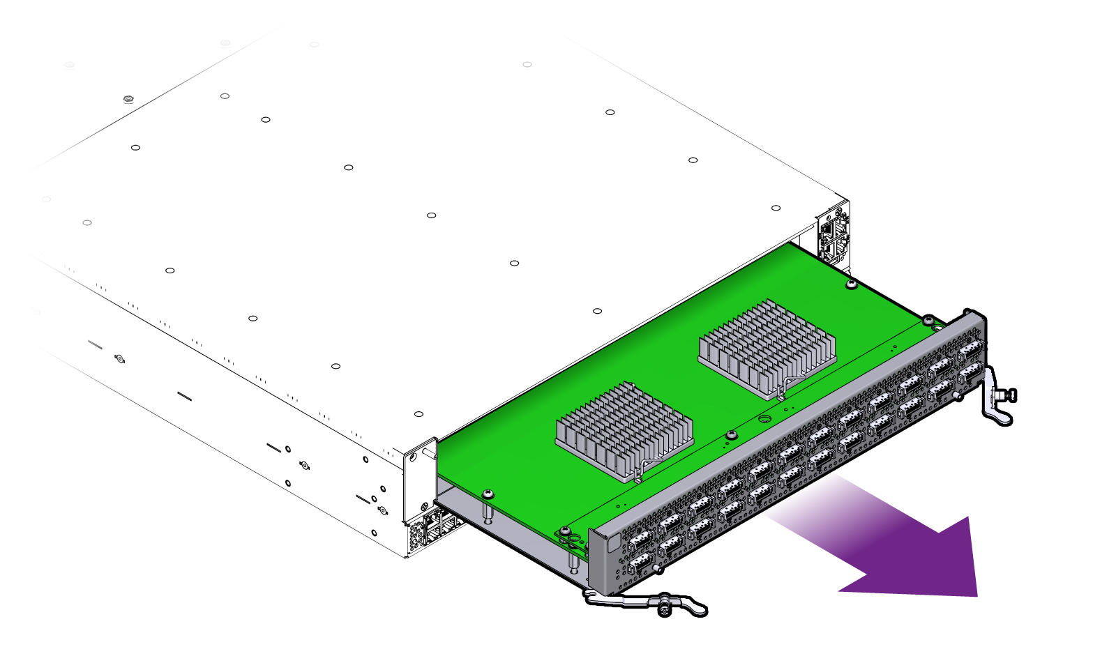 image:Figure shows the board is removed by pulling it straight                                     out.