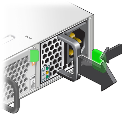 Figure shows the power supply being released. image:Figure shows the power supply being released.