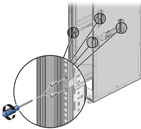 Figure shows installing the rack slide assemblies. image:Figure shows installing the rack slide assemblies.