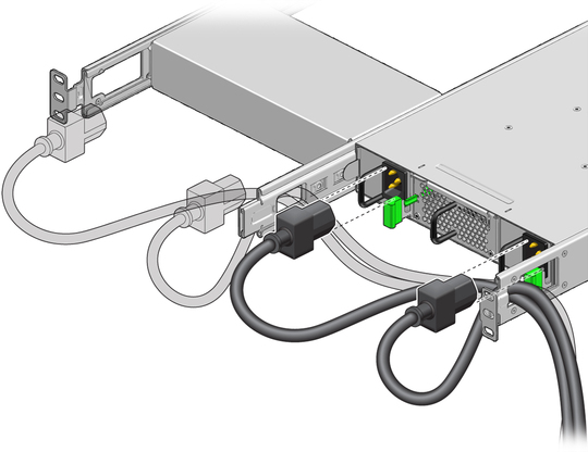 Figure shows attaching the CMA to the rack slide assemblies. image:Figure shows attaching the CMA to the rack slide assemblies.
