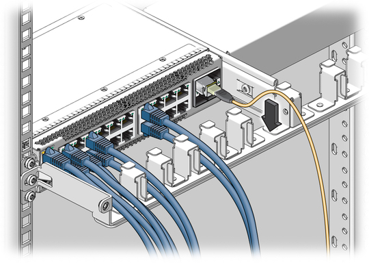 Figure shows the cables being laid into the CMA. image:Figure shows the cables being laid into the CMA.