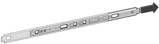 Figure shows separating the center rail and center slide. image:Figure shows separating the center rail and center slide.