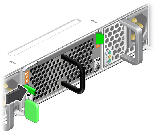 image:Figure shows actuating the release tab by pressing it to the right.