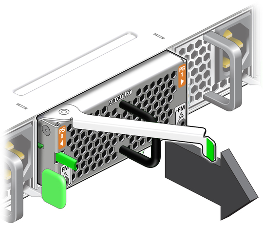 image:Figure shows fan module being pulled out after being released.