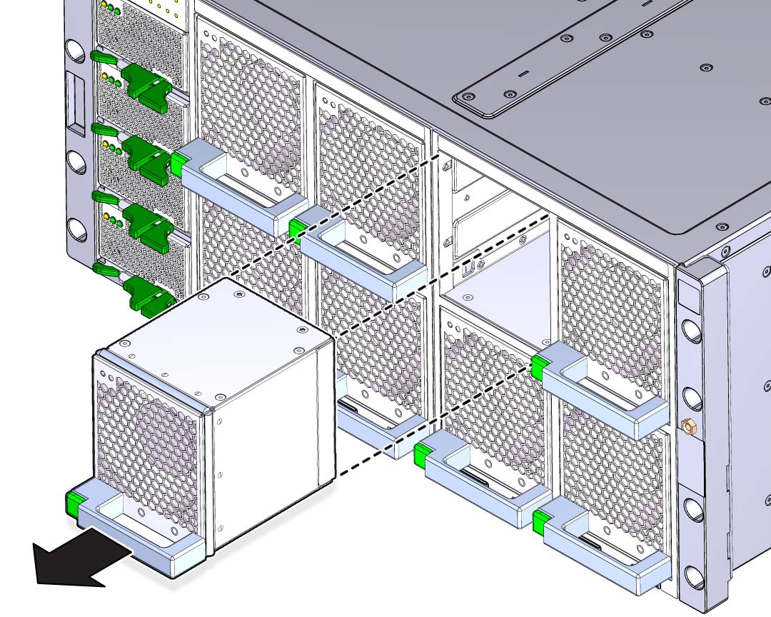 image:An illustration showing the removal of a fan module.