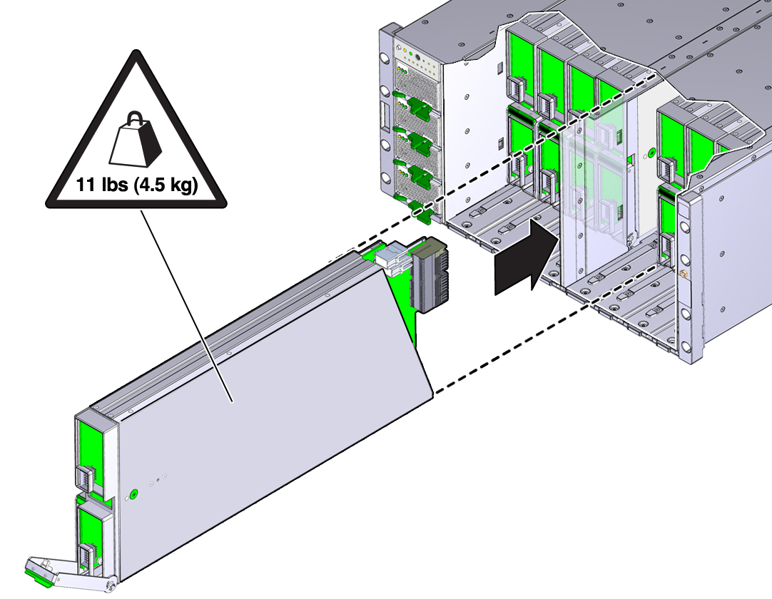 image:An illustration showing the CMOD aligned with its slot in the                                 server.