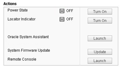 image:A screen capture showing the Actions section of the Summary                                 screen.