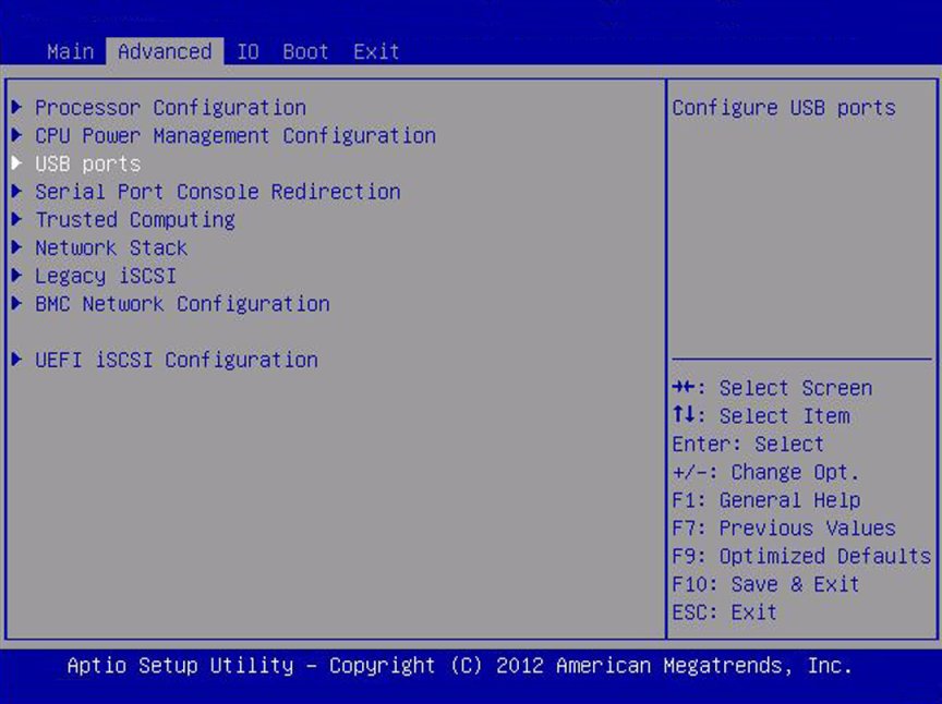 image:Screen capture showing the USB ports screen.