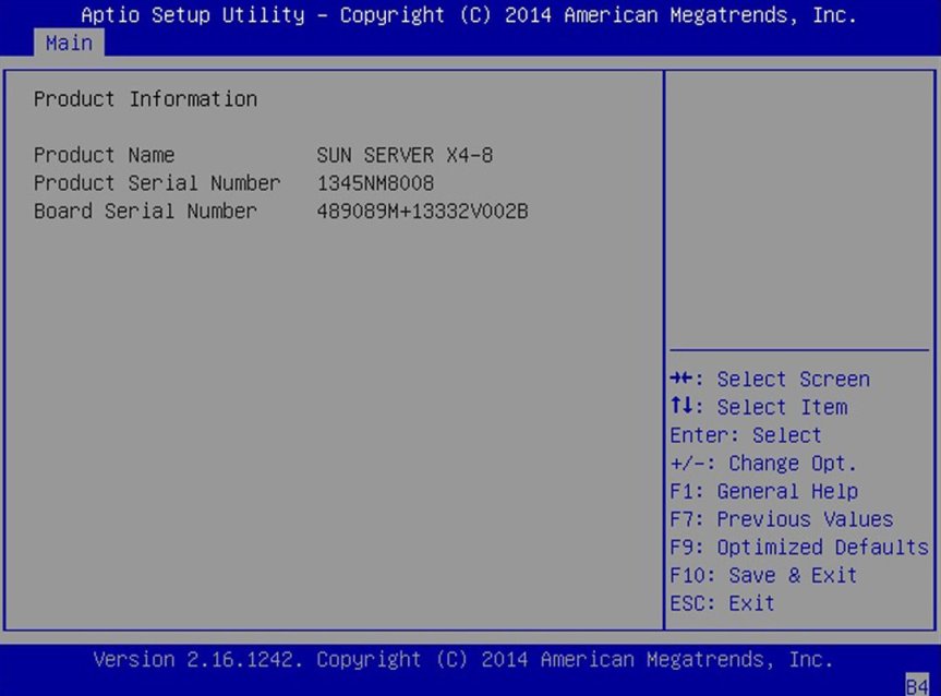 image:A screen capture showing the Product Information screen.