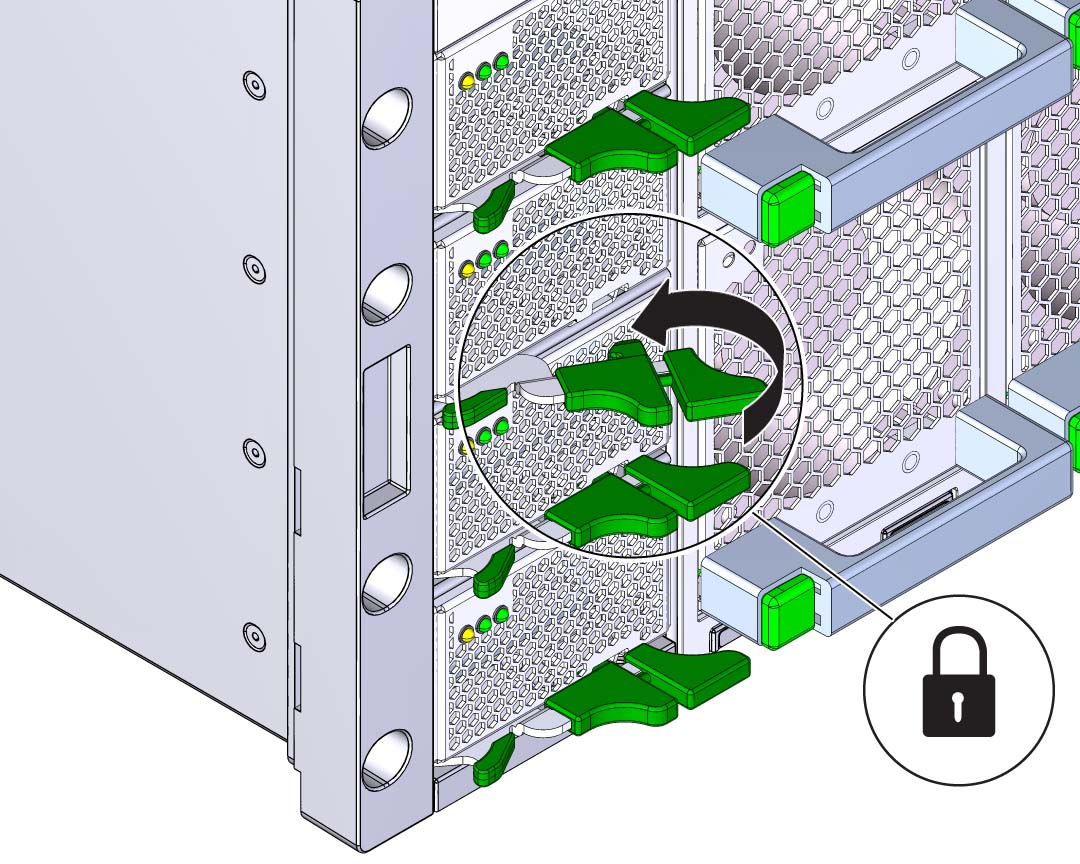 image:An illustration showing the power supply locking lever                                 closing.