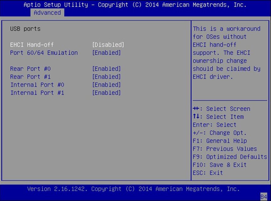 image:Screen capture showing the USB Ports screen..