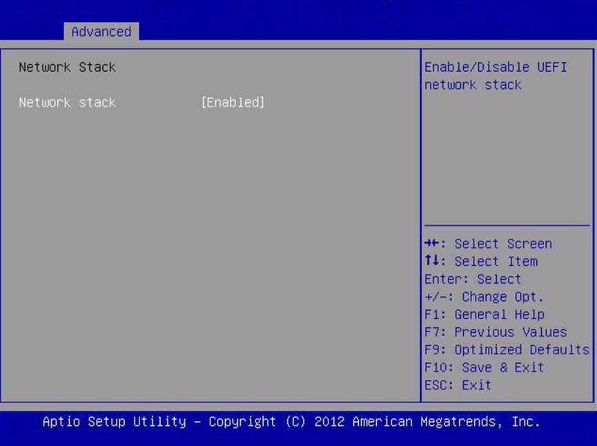 image:Screen capture showing the Network Stack screen.