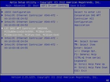 image:Graphic showing the BIOS UEFI Driver Control                                     screen.