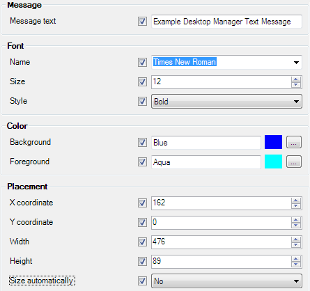 Agent Settings to create text message
