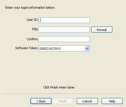 Enter logon information