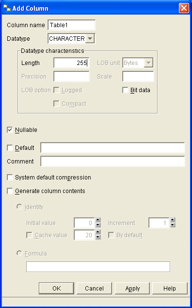 Add Column dialog