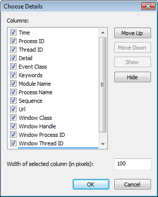 Choose Details dialog