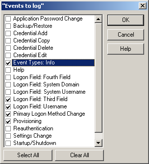 Selecting events to log
