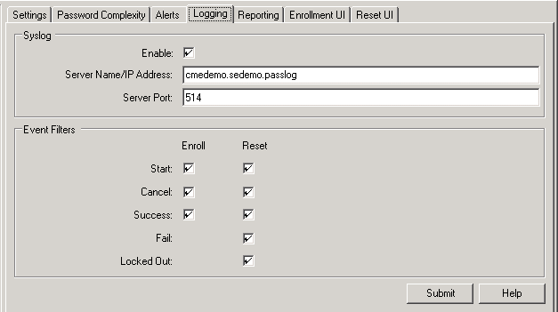 Syslog settings