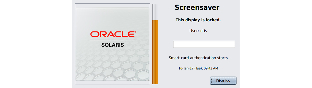 image:Screenshot of the screensaver with an empty password entry field.