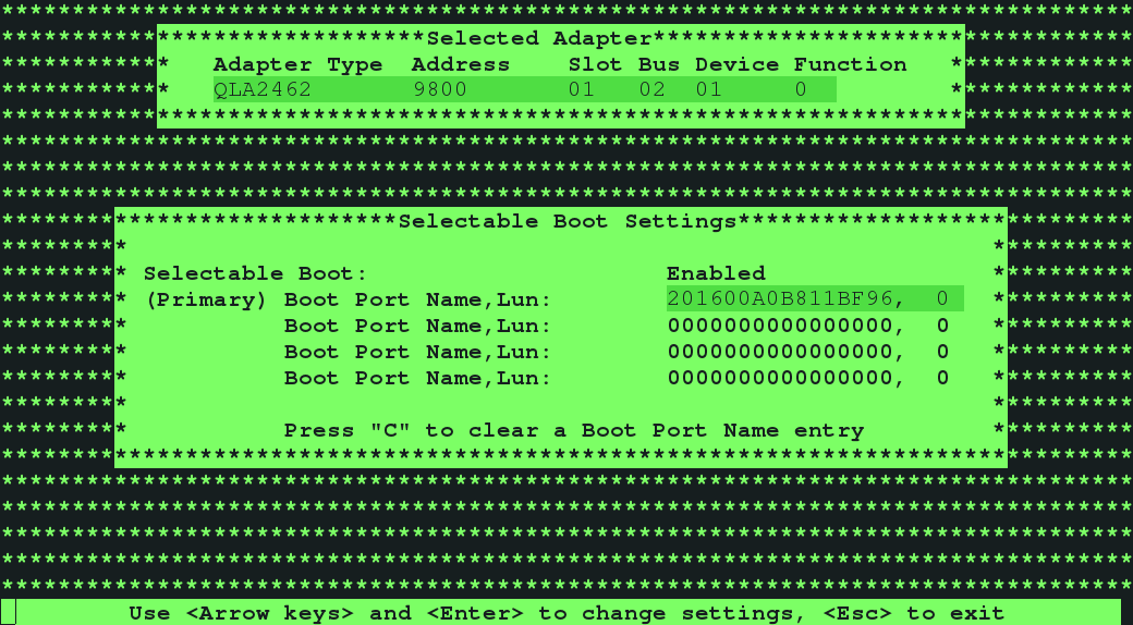 image:Selecting Boot Device From a HBA BIOS