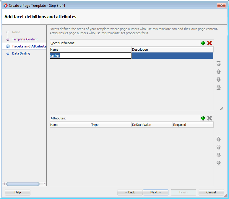 facet definition on template