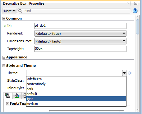 property inspector style settings