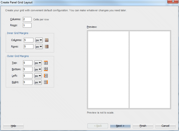 setting columns and rows