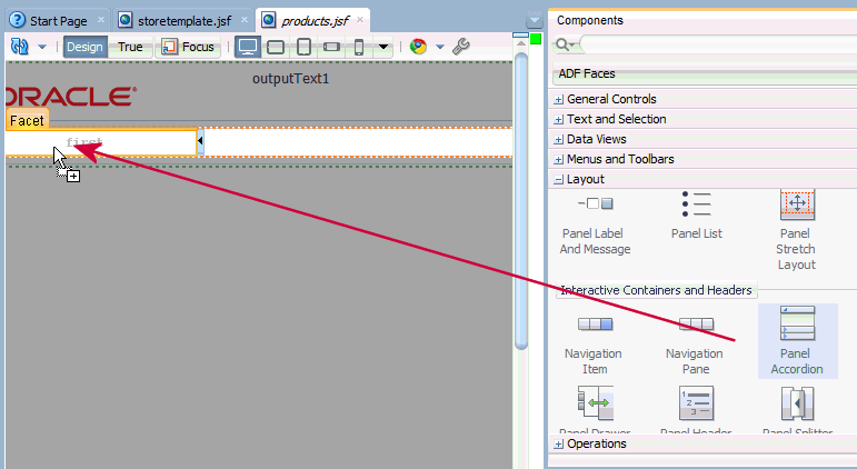 inserting a panel accordion in first facet