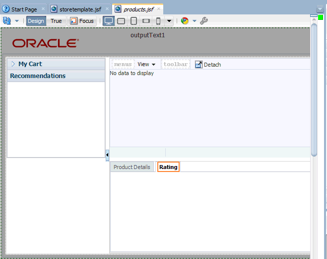 design view of the page