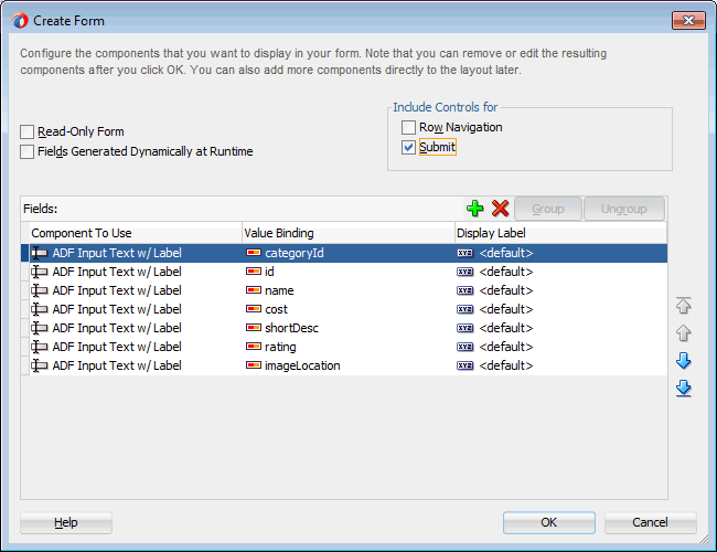 edit form fields dialog