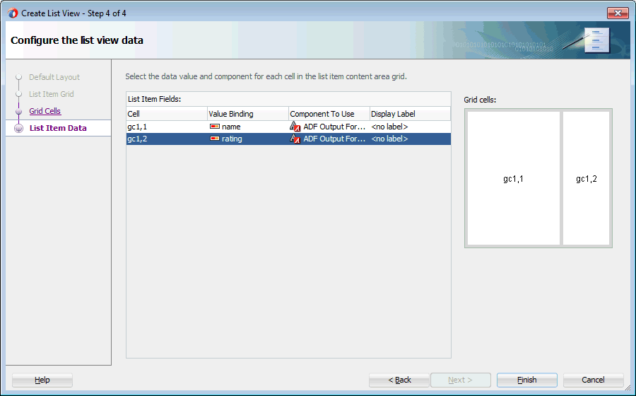 setting list item data