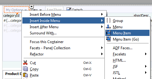 conext menu showing an insert into My Options menu a manu item