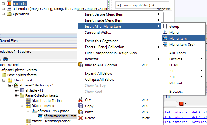 inserting another menu item