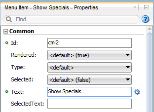 Show Specials menu item in property inspector