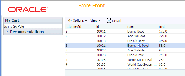 browser showing page with Ace Ski Pole in My Cart