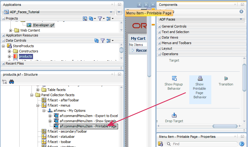 Shiow Printable Page Behavior operation being dropped on the Printable Page