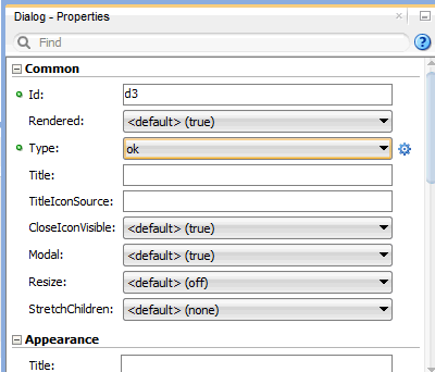 Setting the Type property to ok
