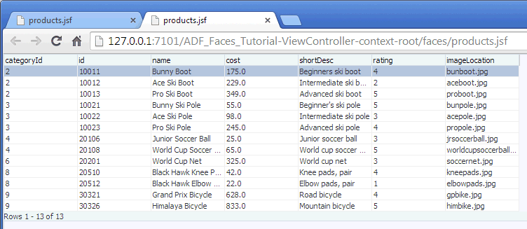 page running in browser with My Options - Printable Page menu item selected