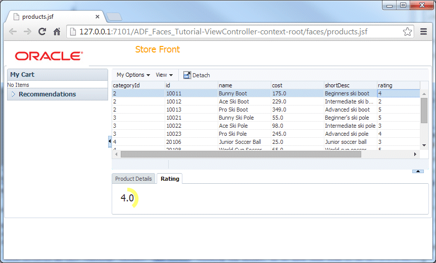 page running in browser