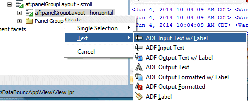 Create Text context menu