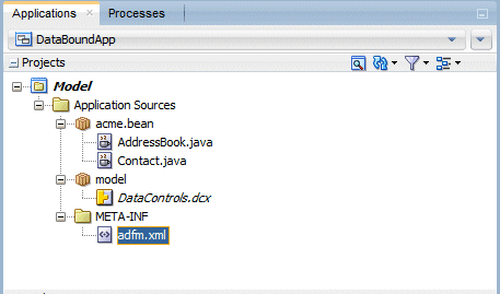 Application Navigator, Projects panel