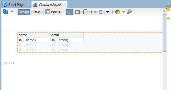 New table in visual editor